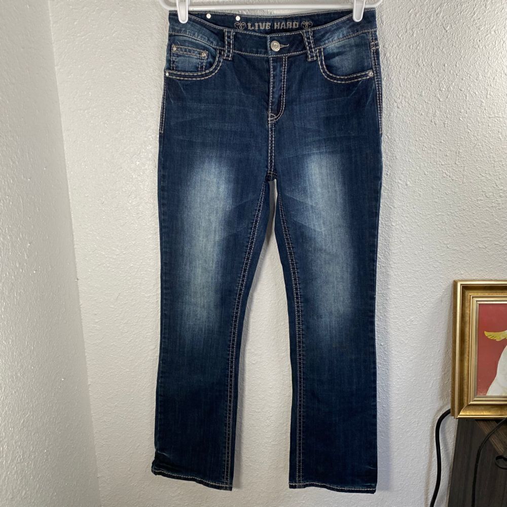 ⭐️LIVE HARD PLAY HARD BLING JEANS‎